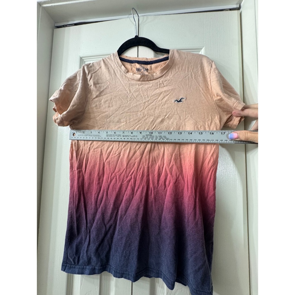 Hollister Mens Must-Have Collection Ombre Sunset T-Shirt Peach Pink Navy Small - Picture 6 of 7